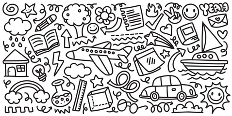 Hand drawn kids abstract doodle element vector illustration © Ezzy