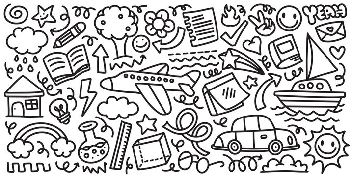 Hand drawn kids abstract doodle element vector illustration
