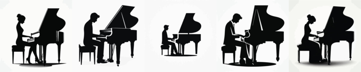 Vector silhouette of person playing piano © FirdianKrisna