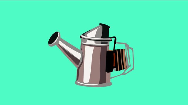 2D Animated Bee Smoker with Metal Tool Design for Beekeeping