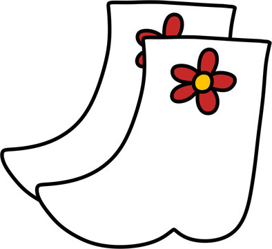 Hand drawn Korean traditional white beoseon socks clipart illustration