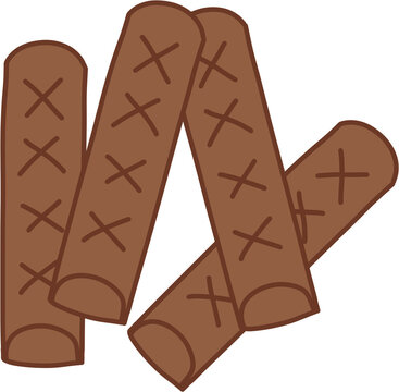 Hand drawn Korean traditional yut nori game sticks clipart illustration