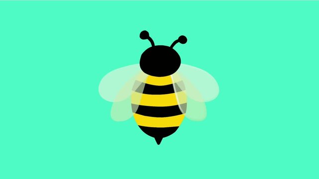 2D Animated Bee with Cute Wings for Pollination Concept