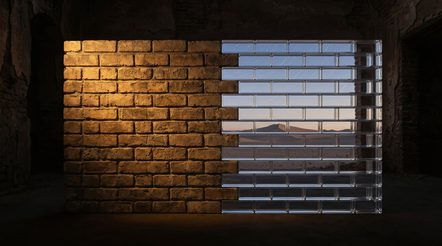 transparent brick wall