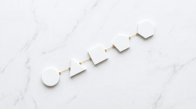 Connected Geometric Shapes on Marble Background