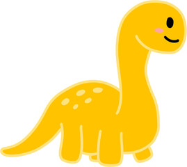 Hand drawn cute yellow brachiosaurus long neck dinosaur clipart illustration © Joyli Studio