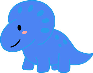 Hand drawn cute blue brontosaurus dinosaur clipart illustration © Joyli Studio