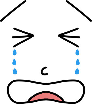 Hand drawn cute crying tearful face emotion expression clipart illustration