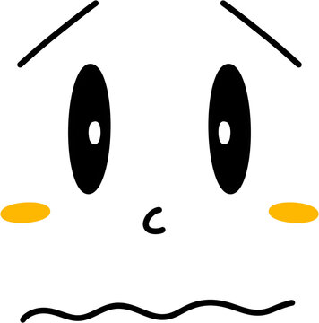 Hand drawn cute shy embarrassed blushing face emotion expression clipart illustration