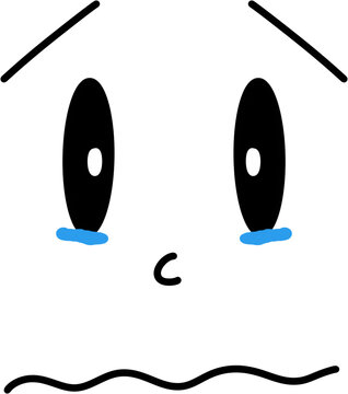 Hand drawn cute sad tearful face emotion expression clipart illustration