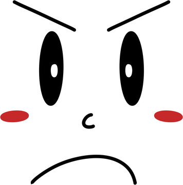 Hand drawn cute angry face emotion expression clipart illustration