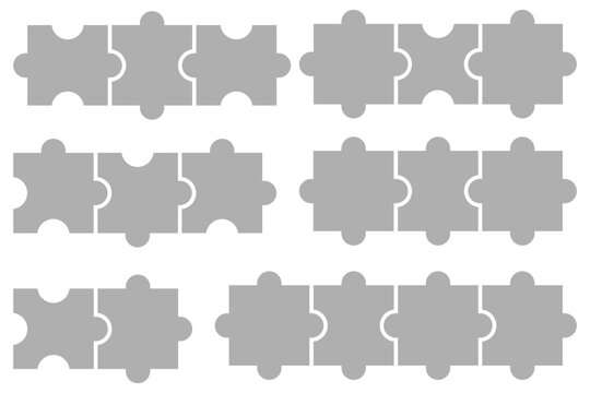 Jigsaw puzzle pieces vector template with outline design for infographics, educational games and business diagrams. Connection and teamwork concepts.