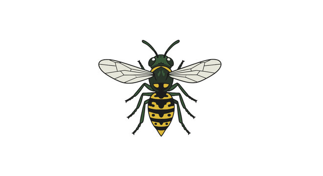 Twin yellow striped wasps framing bottom corners