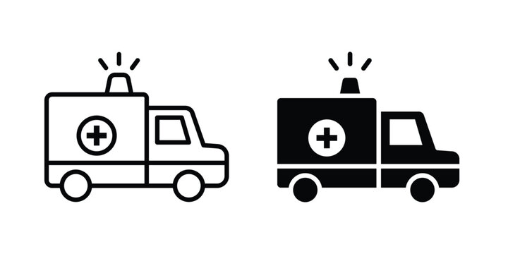 Ambulance icon. Linear icon collection. flat black icons