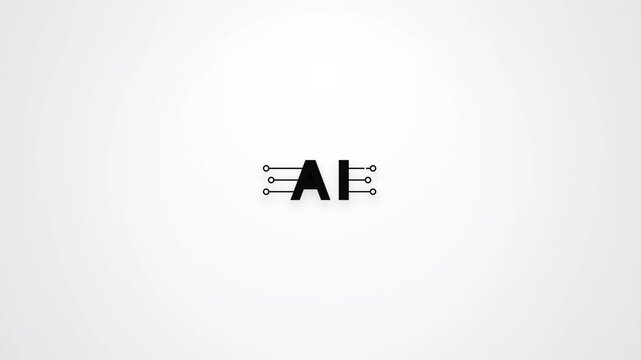 Minimalist ai logo design with circuit board lines isolated on white background