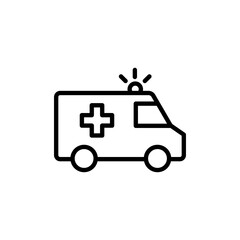 Icon of an ambulance vehicle for rapid medical response. © srattha