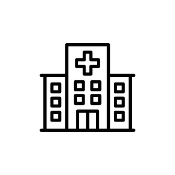 on
Icon of a hospital building for medical care and treatment.