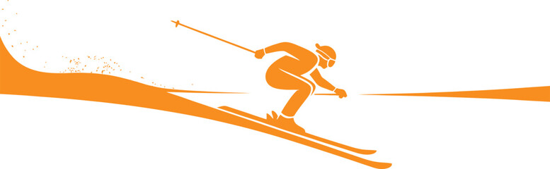 Abstract minimalist orange skier vector illustration on white background. Vector illustration © MdMujahidFakir