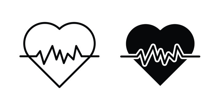 Heartbeat icon. Linear icon collection. flat black icons