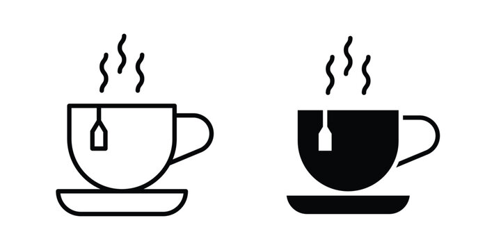 Hot tea icon. Linear icon collection. flat black icons