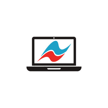 Laptop Computer with Colorful Logo.