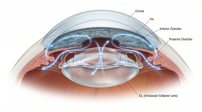 3D Cross-Section of Phakic ICL (Intraocular Collamer Lens) Placement