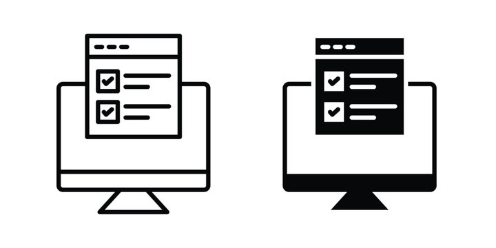 Online exam test icon. Linear icon collection. flat black icons