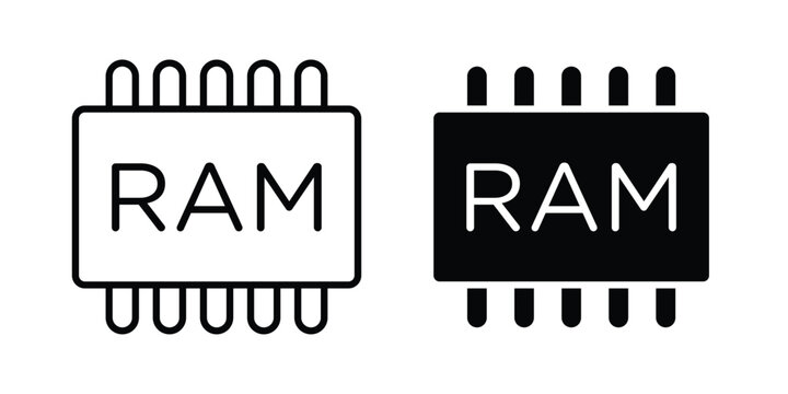Ram memory icon. Linear icon collection. flat black icons