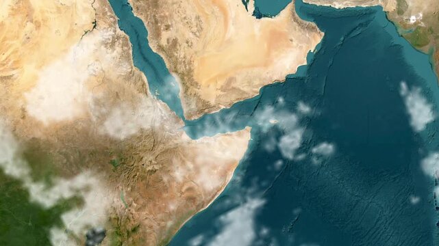 Gulf of Aden Map Animation with Glowing Borders 4K
