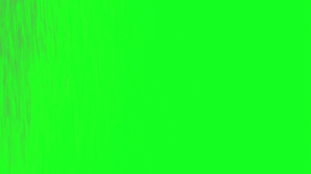 Windy rain fall streaks blowing diagonally across chroma key green screen background, realistic thin water droplets falling down with strong blowing wind vector for cinematic video compositing.