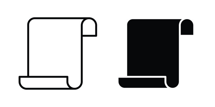 Scroll paper icon. Linear icon collection. flat black icons
