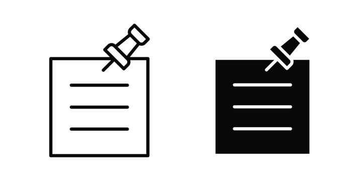 Sticky notes icon. Linear icon collection. flat black icons
