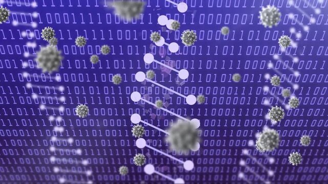 Binary field starting central ladder forming as glowing helices and spheres showing bio motif