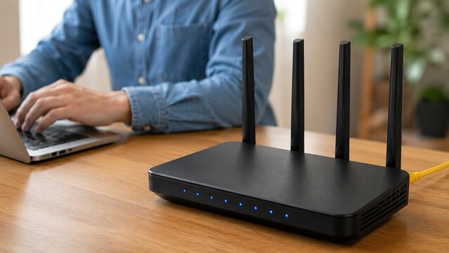 Setting up a wireless router for optimal internet connectivity home office technology guide indoor setting close-up view networking essentials