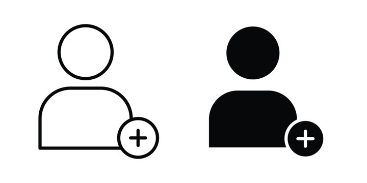 User add icon. Linear icon collection. flat black icons