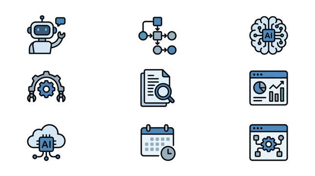 Minimalist saas automation icons set for modern digital business and technology workflows