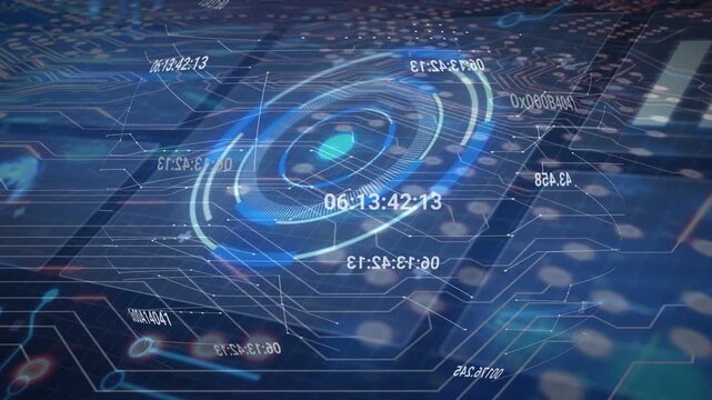 HUD target receiving data pulse, rotating, pulsing and updating readouts for monitoring