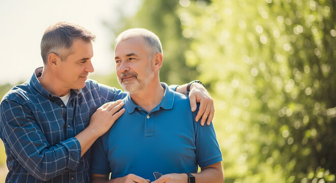 Heartwarming father's day moment loving sons embrace and celebrate dad