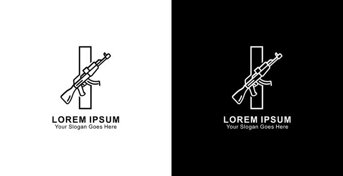 The logo design is in the shape of the letter I combined with the AKM weapon
