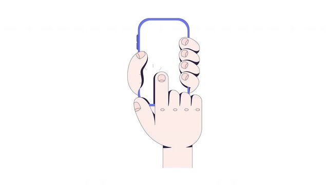 Blank phone tap action user interaction animation. Touch control. Selection gesture. Forefinger clicking. Animated mobile UI UX explainer. Smartphone guidance 4K video. Tutorial 2D motion graphic