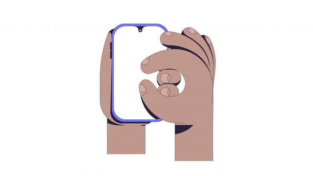Black hand pinch zoom gesture on blank phone user interaction animation. Enlarge content with two fingers. Animated mobile UI UX explainer. Smartphone guidance 4K video. Tutorial 2D motion graphic