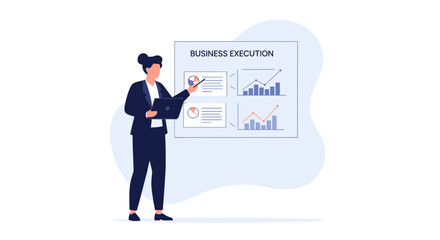 Obraz premium Business Executive Presenting Financial Growth on Whiteboard