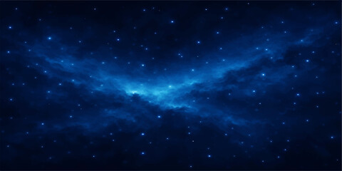 Starry night sky galaxy universe abstract blue space illustration with stars nebula moon and cosmic starfield scenery © Pixel Art