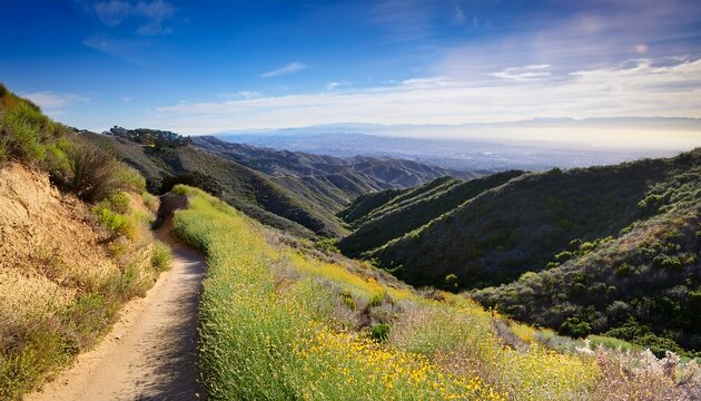 Trail Through Scenic Mountains In Topanga California