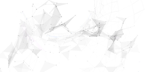 Abstract geometric background with connecting dots and lines with low poly triangle shapes. Polygonal Mesh Background Vector design digital technology concept Global network connection data structure. © Kainat 