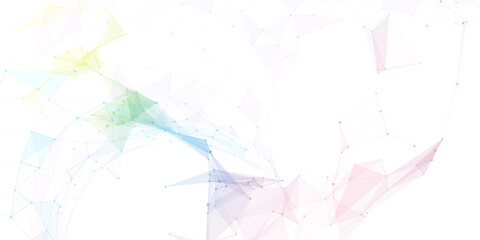 Abstract geometric background with connecting dots and lines with low poly triangle shapes. Polygonal Mesh Background Vector design digital technology concept Global network connection data structure. © Kainat 