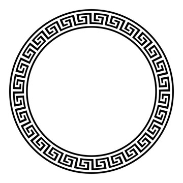 Greek round frame. Patterns of Greece, ancient Rome. Circle european border. Greek meander. Typical egyptian, assyrian and greek motives. Template for laser cutting or plotter cutting.