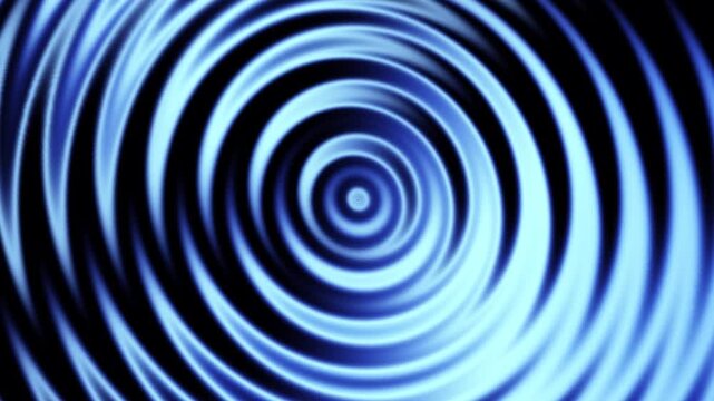 Concentric blue light ripple waves expand across a dark void in this seamless digital motion video clip for abstract backgrounds