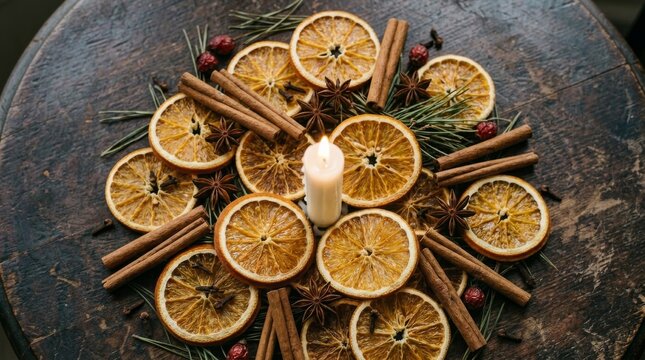 Winter solstice candle ritual with warm glowing flames in a calm setting