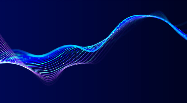 Futuristic digital transformation concept with dynamic neon lines and information flow. Modern technology backdrop for automation, cloud computing AI solutions enterprise modernization and innovation.